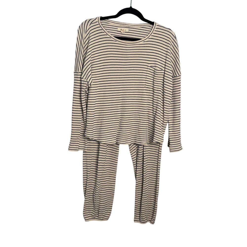 Madewell Waffle Knit Pajama Set in Stripe Top Size Small & Pants Size XS
